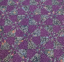 Handmade Quilt Throw 47x59 Purple Batik Pinwheel Patchwork Lap Blanket picture