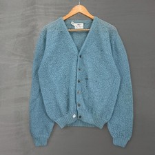 Vintage 60s Milano Curt Cobain Cardigan Sweater Mohair Wool Distressed Large picture