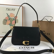 Coach C4823 Leather Soft Tabby Shoulder Bag 2 Way Crossbody Black Outlet picture