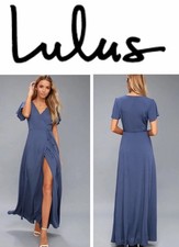 40. Lulus Women's Blue Wrap Dress NWT picture