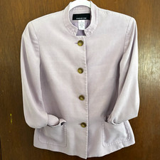 Jones New York Purple Button Front Jacket Long Sleeve Collared Pockets Size 10 picture