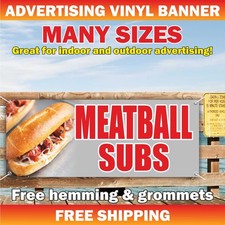 MEATBALL SUBS advertising Banner Vinyl Mesh Sign subway burger fast food bar picture