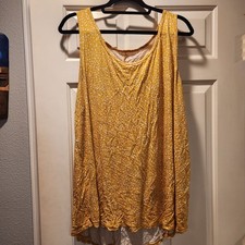 A.n.a Woman Sleeveless Ruched Tunic Top Yellow Polka Dot Size 2X picture