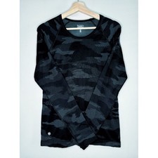 NWOT Athleta Momentum Camo Long Sleeve Women's Black/Grey Workout  Size M picture