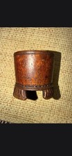 Vintage Hand Carved Wooden 3-Legged Cup Vessel, Primitive Folk Art, Small picture