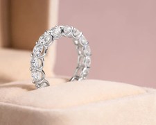 4.50Ct Round Cut Natural Diamond 14K Real White Gold Eternity Band Ring picture
