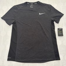 NWT Nike Breathe T-Shirt Men’s Large Gray Black Short Sleeve Running Training picture