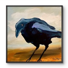 Mary Myers Original Abstract Expressionism 10x10 Raven Crow Signed picture