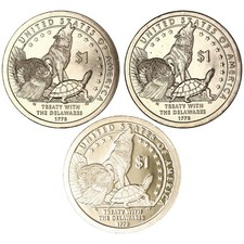 2013 P D S Native American Sacagawea Dollars BU & Gem Proof 3 Coin Set picture