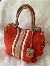 FURLA Striped Suede and Leather Royal Medium Tote Bag in Passion Fruit/ Cocoa picture