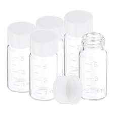 5 Pcs 5ml Clear Glass Vials with White Screw Caps, Sealed Bottles with Scale picture