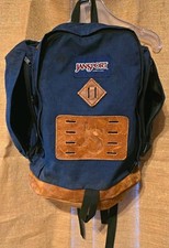 VTG 70s JanSport D3 Backpack Made In USA Blue Canvas Leather Bottom Hiking Rare picture