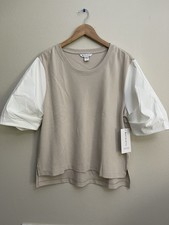 Athleta Harlow Hybrid Tee   Abalone/ White size Medium Athleisure Loungewear picture