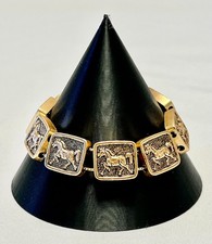 Vintage Equestrian Antique Slide Chain Bracelet Horse Charms picture