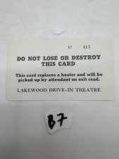 Lakewood Drive-In Theatre In-Car Heater Claim Check Card Number 415 picture
