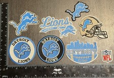 LOT OF 8 DETROIT LIONS IRON ON EMBROIDERED PATCHES picture