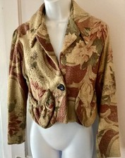 Vintage NUBBY BARKCLOTH Fabric Unlined JACKET—Fabulous Boho Hippie Style Sz 9 picture