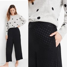 Madewell Drapey Jacquard Huston Pull-On Crop Pants Polka Dot Wide Leg Black S picture