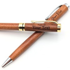Custom Engraved Wood Ballpoint Pen Luxury Personalized Twist 1mm Tip Office Gift picture
