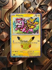 Hand Painted Slowpoke On Pikachu 047/128 Holo 30th Pokemon Card By: Potato picture