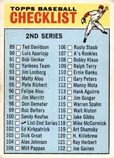1966 Topps #101 2nd Series Checklist: 89-176 Card picture