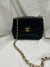 Authentic Vintage CHANEL Navy Blue Lambskin Vertical Quilted Flap Shoulder Bag  picture