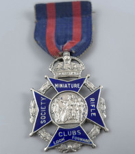 ANTIQUE EDWARDIAN SILVER & ENAMEL SOCIETY MINIATURE RIFLE CLUBS MEDAL  1907 picture