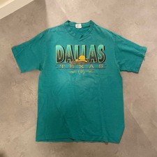 Vintage 1990s Dallas Texas T-Shirt Single Stitch Style Men's L Green Blue picture