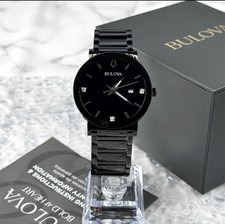 Bulova Modern Futuro Black Stainless Steel Diamond Men's Quartz Watch picture