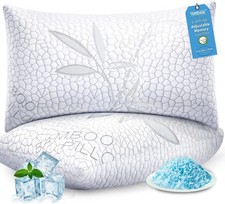 Bamboo Shredded Memory Foam Pillow Zipper Removable Cooling Cover King 2 Pack picture