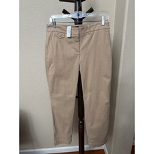 Talbots Petites Khaki Chino Pants Womens 4P Straight Leg Tan Cotton Blend NWT picture