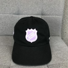 Hockey Fights Cancer Hat Cap Strap Back Mens One Size Black NHL Hockey 47 Brand picture