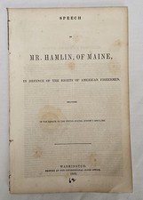 1852 Hannibal Hamlin Speech Rights of American Fishermen Lincoln VP Pamphlet picture