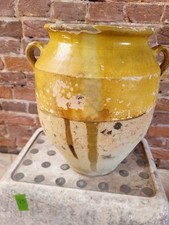 Antique French Confit Pot 19th Century, Yellow Glaze with drips, H29cm picture