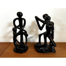 Two Kisii Kenyan Soapstone African Abstract Art Sculptures | Lovers | Family  picture