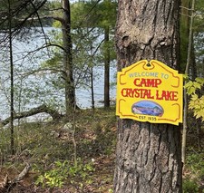 Camp Crystal Lake Sign – Friday the 13th Jason Voorhees Horror Movie Decor picture