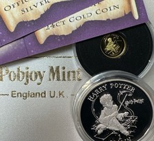 Pobjoy Mint Harry Potter Silver & 9999 Gold  Limited Issue Coin Set w/ COA & Box picture