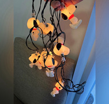 Vintage Peanuts Snoopy String Lights Blow Mold Light Up Decor Tested Working picture