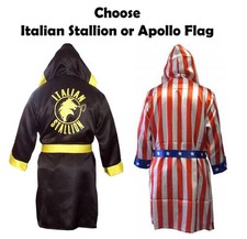 Adult Mens Rocky Balboa Movie Boxing Robe Costume American Flag/Italian Stallion picture