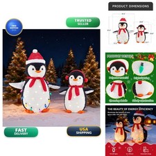 DUMOS 2-Piece Lighted Penguin Family Christmas Decoration with 150 LED Lights picture