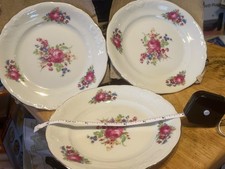 Vintage Wawel Poland Bread Plates Set of 3 Floral Gold Rim Wav11 7” picture