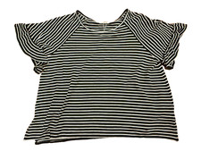 Max Studio women plus size 2X short sleeve black white striped NWT top picture