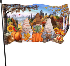 Fall Pumpkin Autumn Gnomes Flag 3X5 Ft Outdoor Outside picture