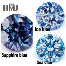 Blue 3-10mm Loose Moissanite Stone Round Real Gem Jewelry Making GRA Certified picture