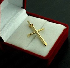 10K Solid Yellow Gold Men's Cross Charm Pendant, Brand New, 10KT Real Gold picture