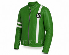 Custom Leather Ben 10 Inspired Superhero Costume Green Cosplay Jacket picture