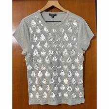 J. Crew Rib Knit Sequin Embellished Tee Top Gray Size XL picture