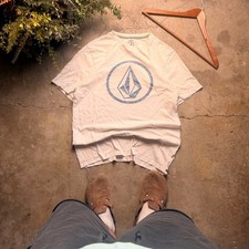 Volcom Stone Logo Graphic Tee Skater Streetwear White Blue Modern Fit picture