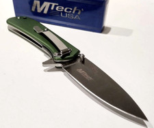 M-TECH Amplitude Green Drop Point Spring Open Assisted Folding Pocket Knife A/O picture