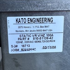 KATO ENGINEERING 820-51139-42 VOLTAGE REGULATOR STATIC VR V/HZ 100A picture